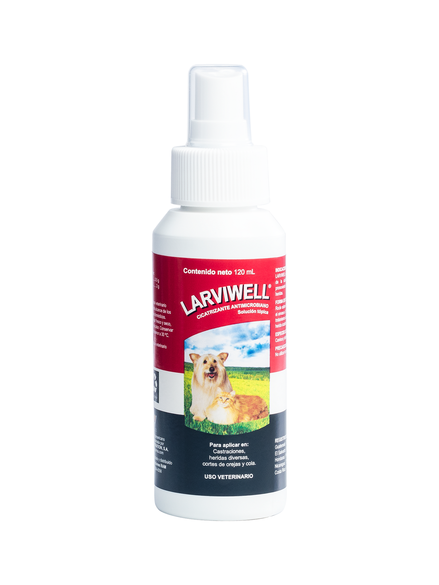 Larviwell spray, larvicida y cicatrizante